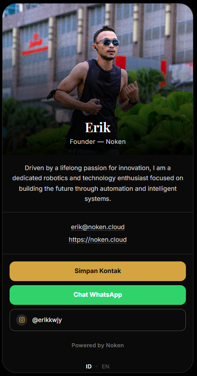 Contoh tampilan kartu nama digital Noken